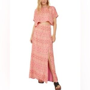 Free People Maxi Skirt and Crop Tee Set